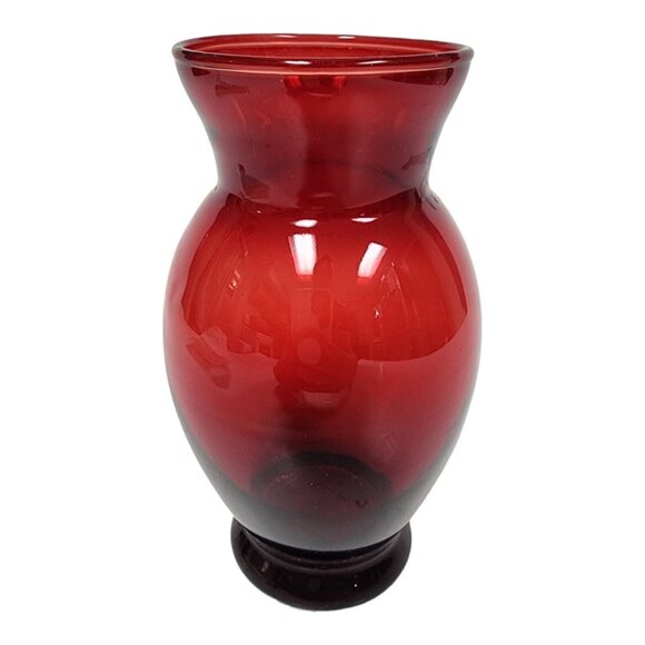 1940s Anchor Hocking Bud Vase Royal Ruby Red Depression Glass Art Deco 6.5" Tall - Picture 1 of 5